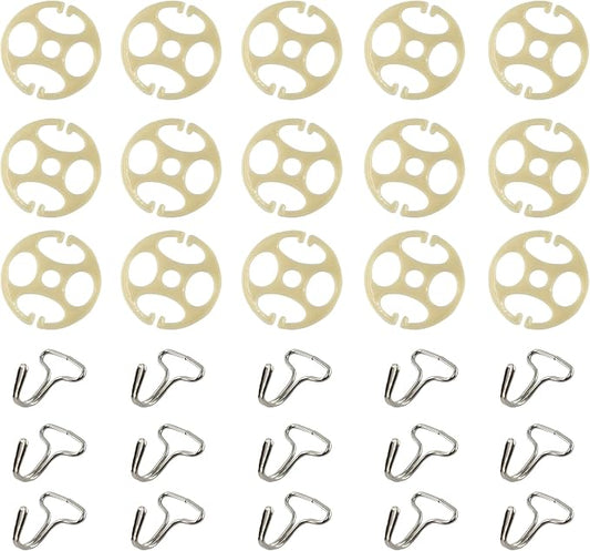48PCS Car Seat Covers Plum Plate Metal Hook Set, 24PCS Car Seat Cover Plastic Chucks & 24PCS Metal Hooks, Car Seat Cover Fasteners, Metal Hook for Reinforce Car Seat Cushions, Beige