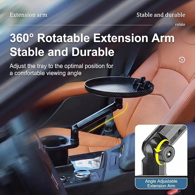 Car Cup Holder Tray Cup Holder Expander 9” Detachable Car Food Tray Table for Eating Perfect Road Trip Essential for Yeti & Hydro Flask Compatibility