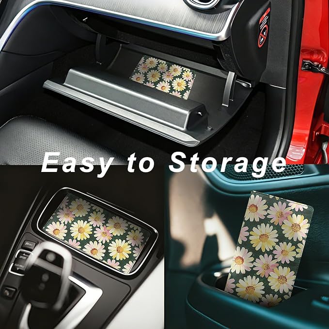 Car Registration and Insurance Holder, Premium Pu Leather Vehicle Glove Box Organizer - for Driver License, Cards & Essential Documents (L-Floral)