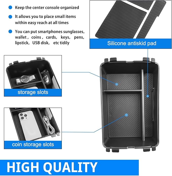 SHAOHAO 2 Pcs for 2026 Hyundai Palisade Center Console Organizer for 2026 Hyundai Palisade Accessories Console Tray Double Space 2026 Palisade LX3 Middle Console Armrest Stoage Box (Only for 7-Seat)