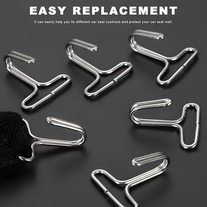 10 PCS Car Seat Cover Hooks, Metal Seat Cushion Locking Clip Headrest Cover Fixing Hanger Fastener, Vehicle Seats Mat Pad Hanger Hook Installation Replacement for Most Cars SUVs