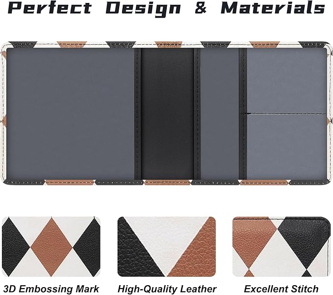 Car Registration and Insurance Holder, Premium Pu Leather Vehicle Glove Box Organizer - for Driver License, Cards & Essential Documents (S-Diamond pattern)