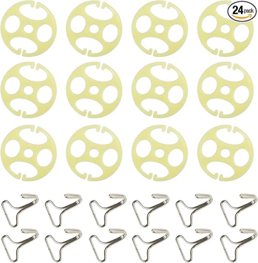 24PCS Car Seat Cover Plum Plate Metal Hook, 12PCS Plastic Car Seat Covers Chucks Fixed Fastener Buckle, 12PCS Metal Hooks Set Locking Clips for Car Seat Replacements Accessories (Beige)