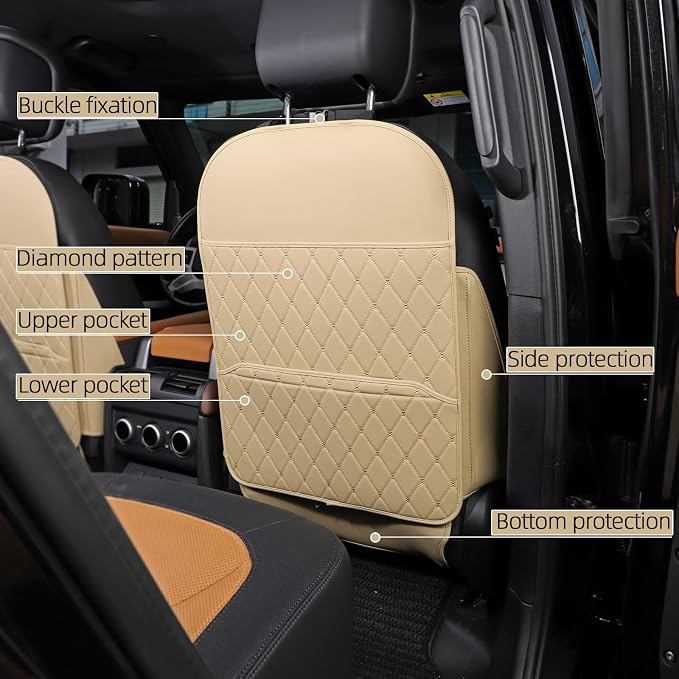 TAIKOO Seat Back Protector,Shields Seat Backs from Kicks and Adds Storage | kick mats back seat protector easy to install and clean, well-crafted, sturdy, durable and stylish.2 Pack