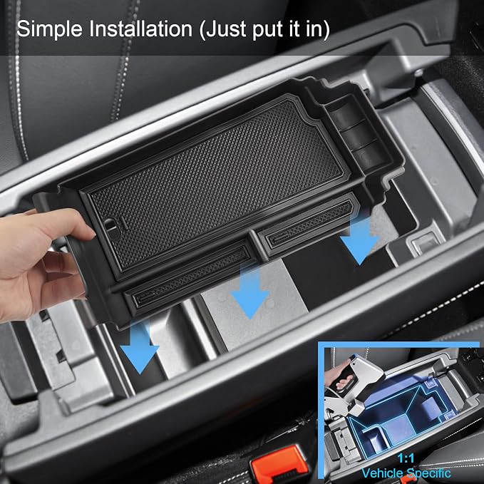 2021-2025 2026 Rogue Center Console Organizer for Nissan Rogue (S/SV/SL/Platinum/Rock Creek/Dark Armor), Durable ABS&Anti-Slip Rubber Console Tray Insert 2026 2025 Rogue Accessories (Black)