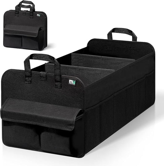 MIU COLOR Trunk Organizer for SUV, Collapsible Car Organizer, 12 Pockets Trunk Organizer for Car, Non-Slip Trunk Storage Organizer for Sedans, Van, Grocery, Large 3 Compartments 32"×13"×12"