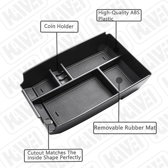 HGWEI Center Console Organizer Tray Compatible with Ford Escape 2020-2026/Bronco Sport 2021-2025 Accessories, Insert Container ABS Secondary Armrest Storage Box (Not for U725 2-Door), Black