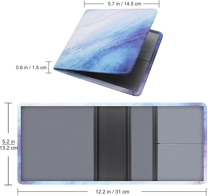 LumiMokki Car Registration and Insurance Holder, Leather Registration and Insurance Card Holder, Vehicle Glove Box Organizer - For Documents, Cards, License (Marble)
