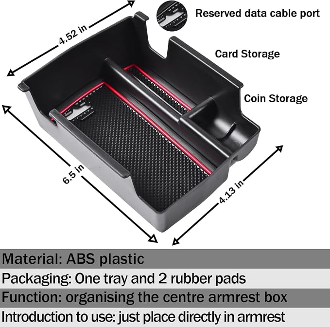 Center Console Organizer Tray Compatible with Jeep Compass 2022 2023 2024 2025 Accessories Insert Armrest Glove Box Secondary Storage Divider ABS Materials，Red