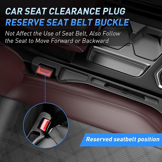 Car Seat Gap Filler 2Pack, Inserts Between Seats Console with Organizer Storage Upgraded Phone Holder Car Side Seat Gap Fillers Cars Front Seats Fill Plug Car Essentials for Vehicle SUV Truck (Black)