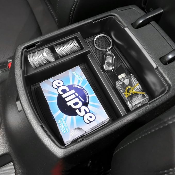 HGWEI Center Console Tray Organizer Compatible with Kia Seltos 2020 2021 2022 2023 2024 2025 2026 Accessories, Middle Armrest Insert Container ABS Secondary Storage Box, Black