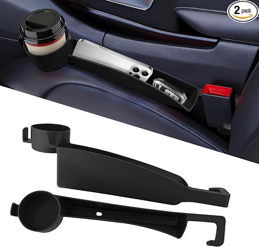 2PCS Car Seat Gap Filler Organizer, Console Side Organizer, Seats Gap Organizer with Phone Holder, Multifunctional Car Seat Filler Gap Space Prevents Things Dropping for Most Vehicles (Black)