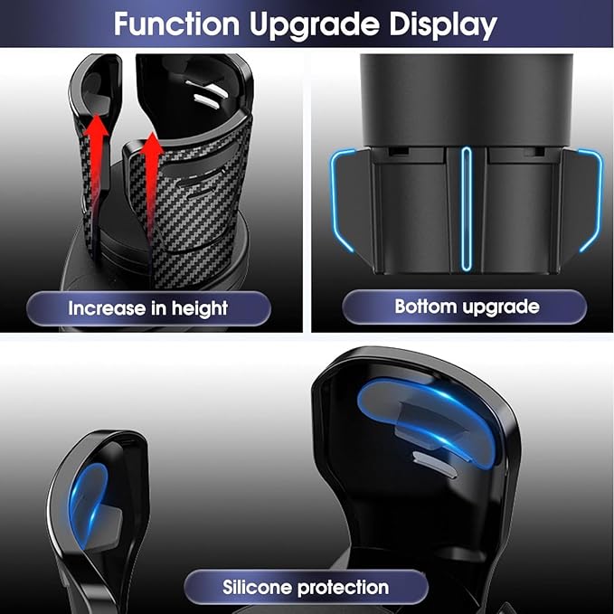 Car Cup Holder Expander, Adjustable Expandable Dual Cup Holder Adapter for Car, Universal Drink Holder for Water Bottles Coffee Mugs Cans, 2.9"-5.9", Black