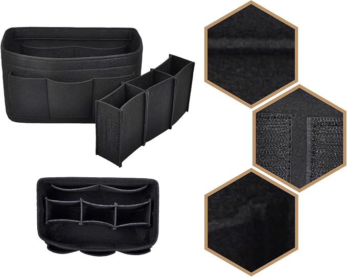 Vercord Felt Purse Organizer Handbag Insert Liner Shaper Bag in Bags for Speedy Neverfull Tote Black Large