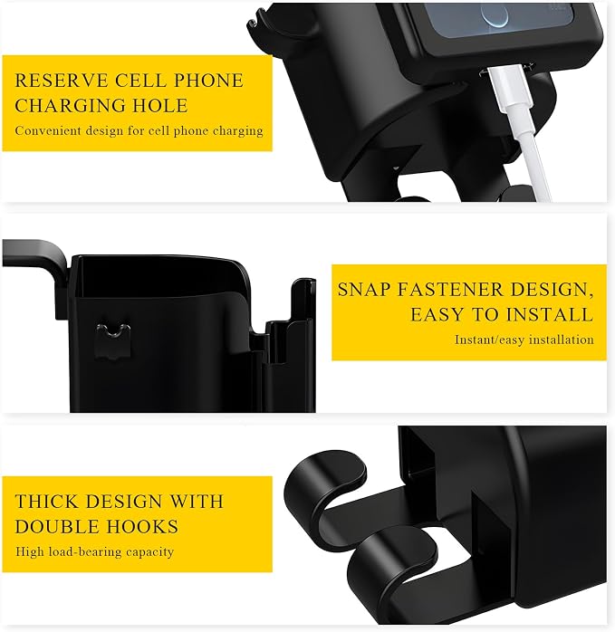 DXNQ Headrest Cup Holder for Back Seat, Multifunctional Auto Drink Cup Holder with Phone Holder & Purse Hooks, 3 in 1 Hanging Cup Holder Universal Backseat Organizer for Vehicles