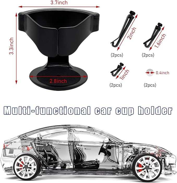 Ohleats Cup Holder for Car Air Vent, Adjustable Auto Vent Cup Holder Expander with 3 Kinds Mounting Clips, A/C Vent Drink Holder Stand for Coffee, Water, Juice, Tea, Car Accessories