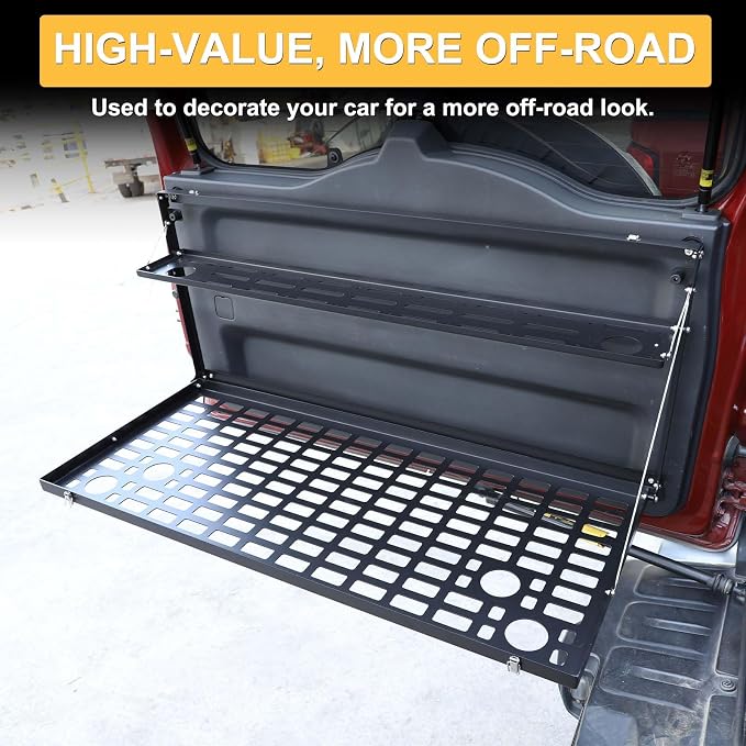 Tailgate Foldable Storage Holder for Toyota FJ Cruiser 2007-2021, Aluminum Alloy Interior Multifunctional Storage Rack Trunk Organizer Tray Shelf Accessories