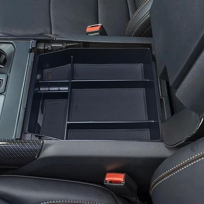Zxiaochun Center Console Organizer Compatible with 2021 2022 2023 2024 Ford F150 Interior Accessories, Armrest Box Insert Storage Tray (Full Console w/Bucket Seats ONLY) Black Trim