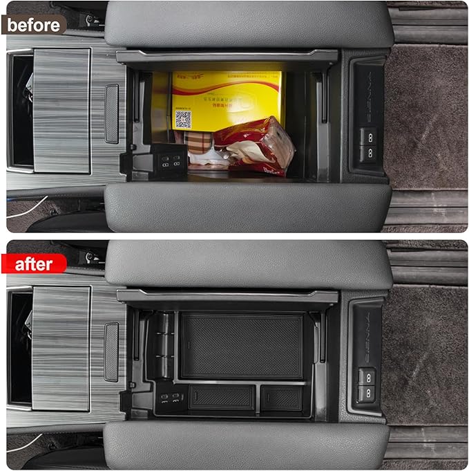 JYCDC Center Console Organizer Tray Compatible with 2021-2026 Toyota Sienna,Armrest Box Secondary Storage Tray Coin Container ABS Plastic