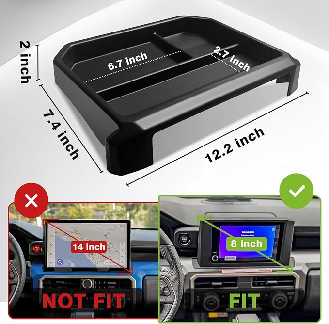 Muslogy Dashboard Storage Box Compatible with 2024-2026 Tacoma&2025 2026 4Runner Accessories Center Console Organizer w/8-inch Screen for SR SR5 TRD PreRunner TRD Sport Off-Road Pro Trailhunter(Black)
