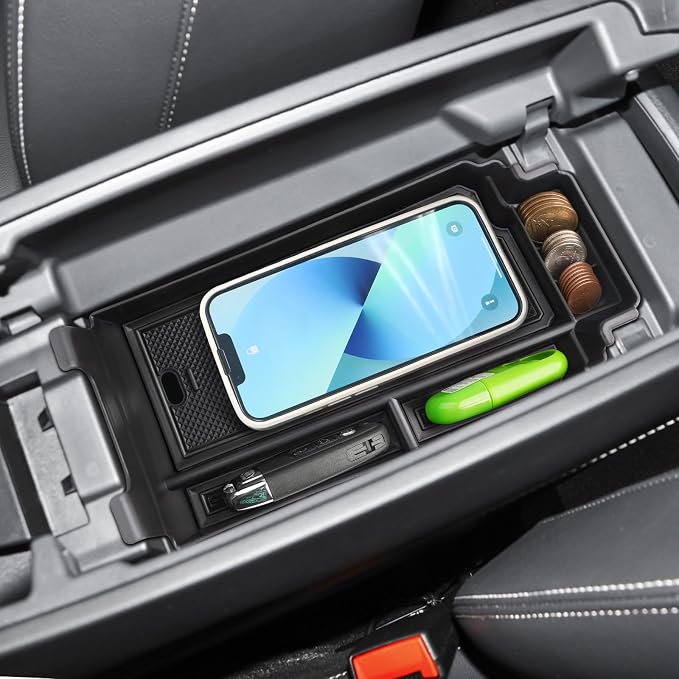 2021-2025 2026 Rogue Center Console Organizer for Nissan Rogue (S/SV/SL/Platinum/Rock Creek/Dark Armor), Durable ABS&Anti-Slip Rubber Console Tray Insert 2026 2025 Rogue Accessories (Black)
