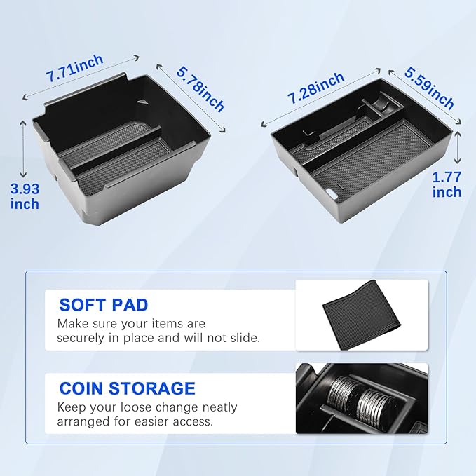 EDBETOS OEM Fit 2026 K4 Dual Layer Center Console Organizer Tray Compatible with 2025 2026 Kia K4 Accessories Armrest Storage Box Double Layer Armrest Insert Tray w/Coin Holder ABS Plastis