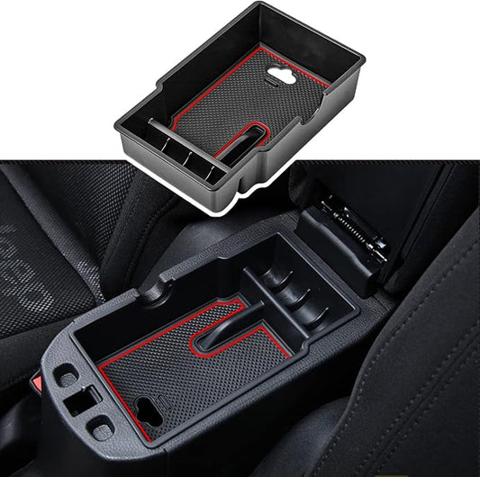 EDBETOS Center Console Organizer Tray Compatible with Jeep Renegade Accessories 2015-2019 2020 2021 2022 2023 Armrest Glove Box Secondary Storage (Red Line)