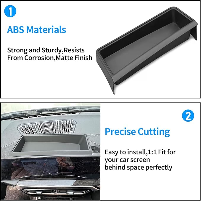 Compatible with BMW 3 Series Center Console Organizer,Behind 12.3" Touchscreen Dash Console Organizer for 3 Series G20 2023-2024/4 Series G22 2024,BMW Dash Storage Box Tray,Matte Black