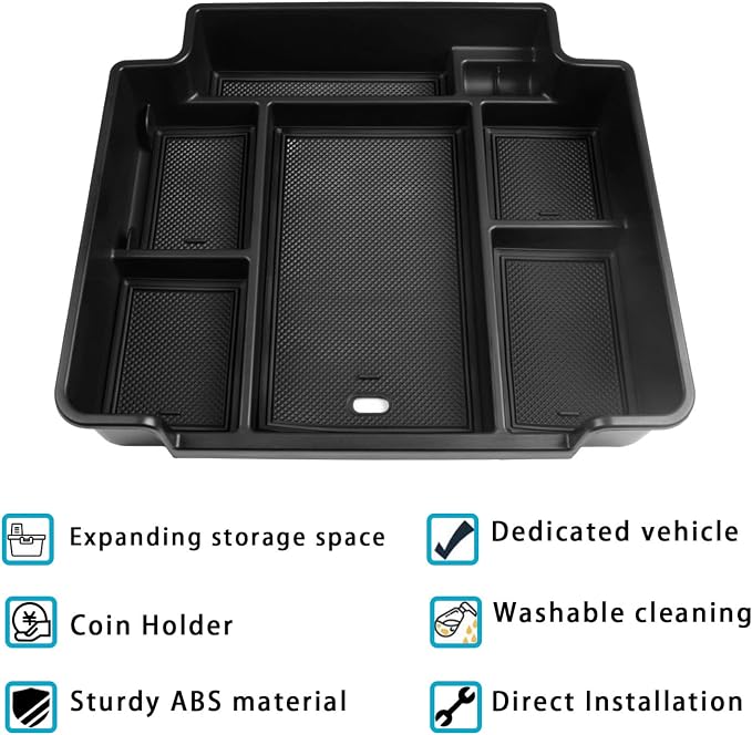 EDBETOS Full Size Center Console Organizer Tray Compatible with 2021-2026 Chevy Tahoe/Suburban and 2021-2024 GMC Yukon, Fit Standard Console with Charging Socket Only, NOT for Power Sliding Console.