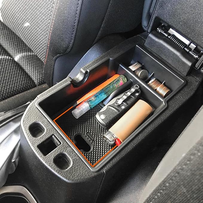 EDBETOS Center Console Organizer Tray Compatible with Jeep Renegade Accessories 2015-2019 2020 2021 2022 2023 Armrest Glove Box Secondary Storage (Orange Line)