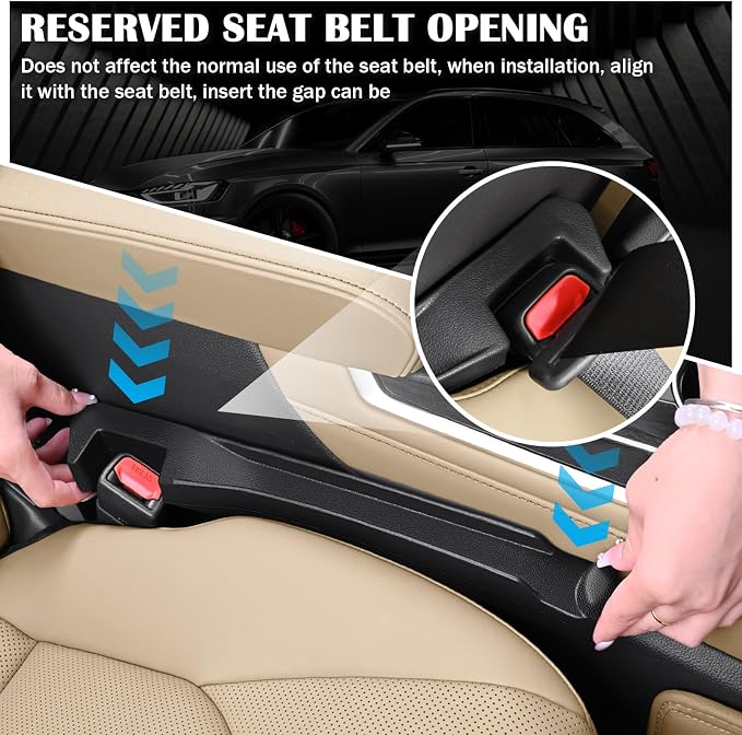 Junecarp 2PCS Car Seat Gap Filler Organizer with Storage Slot & Hook,Car Seat Gap Filler Strip for Filling Gaps,Universal & Double-Sided Use Cars Seats Gaps Plug Cars Interior Accessories