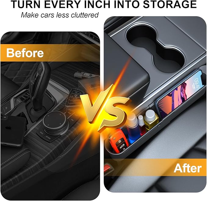 Car Seat Gap Filler Organizer, Expandable Seat Gap Filler with Storage Slot, Anti-Drop Car Seat Gap Organizer for Phone, Keys, Wallet, Universal Fit for Car SUV Truck