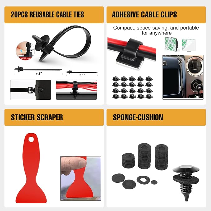 GOOACC 238Pcs Trim Removal Tool, Auto Push Pin Bumper Retainer Clip Set Fastener Terminal Remover Tool Adhesive Cable Clips Pry Kit Car Panel Radio Removal Auto Clip Pliers