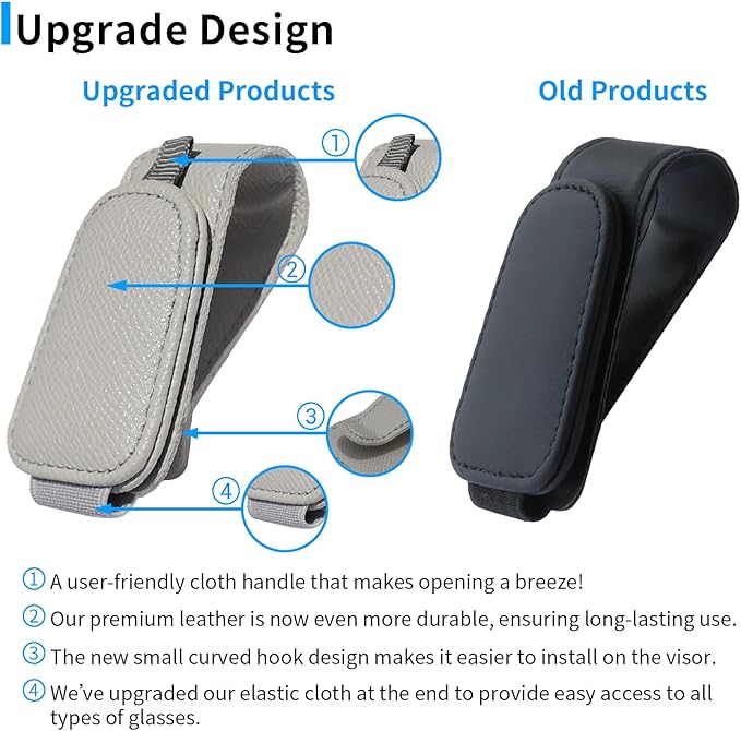 Yuoyar 2 Packs Magnetic Sunglass Holder for Car Visor (Grey) | Magnetic Interior Car Accessories