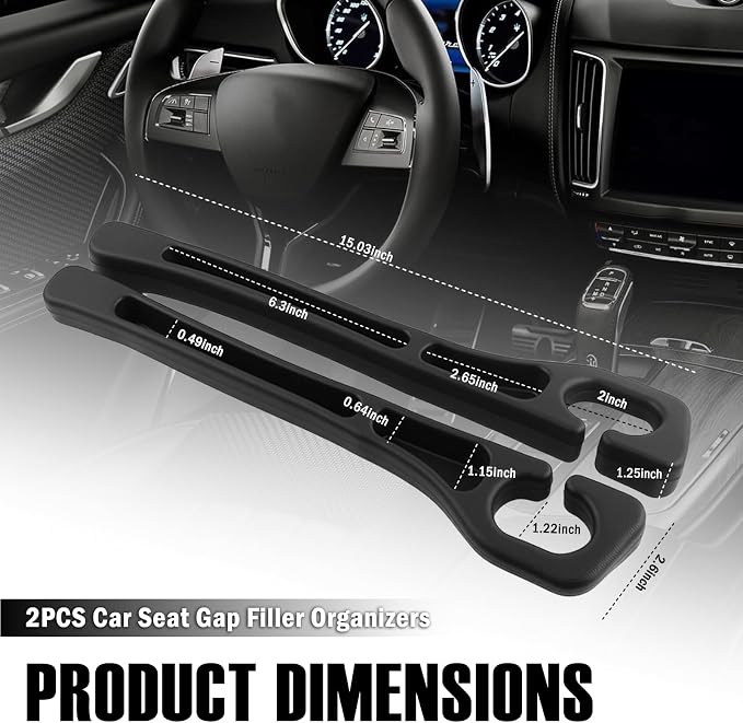 Car Seat Gap Filler 2 Pack,2026 Upgraded Car Seat Gap Filler Organizer with 2-Slot Storage & Phone Holder,Multifunctional in Between Cars Seats Catcher for Gaps 1.1-1.4" Wide