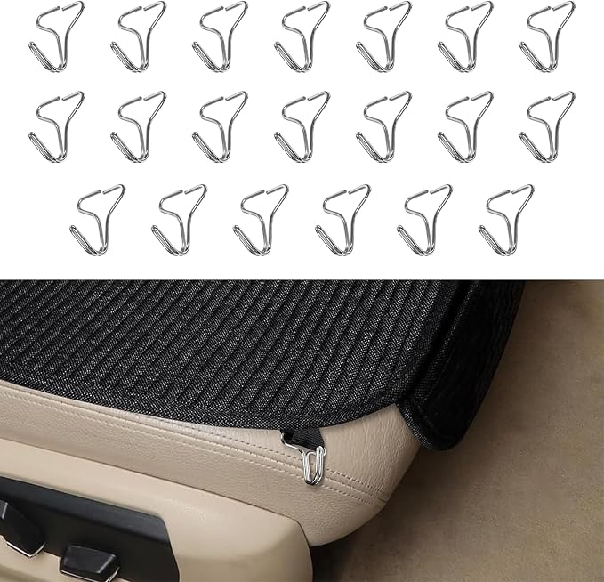 20PCS Car Seat Cover Hooks, Car Seat Cover Clips, Metal Car Seat Cushion Fixing Hooks, Universal Car Seat Installation Hooks Auto Interior Accessories for Reinforce Car Seat Cushions (20PCS)