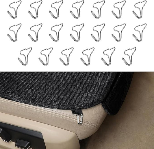 20PCS Car Seat Cover Hooks, Car Seat Cover Clips, Metal Car Seat Cushion Fixing Hooks, Universal Car Seat Installation Hooks Auto Interior Accessories for Reinforce Car Seat Cushions (20PCS)