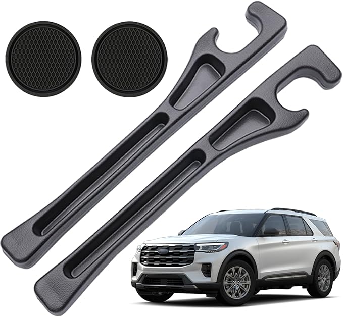 Pukonger Car Seat Gap Filler Compatible with Ford Explorer Accessories Seat Gap Plug Blocker with Storage Slot Organizer Non-Slip Car Cup Holder Coaster 2 Pack Black