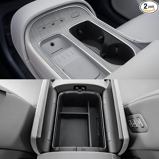 CDEFG 2Pcs for 2026 Hyundai Palisade Center Console Organizer, for 2026 Hyundai Palisade Accessories Middle Console Organizer & Central Cup Holder Cover (Only for Split Armrest)