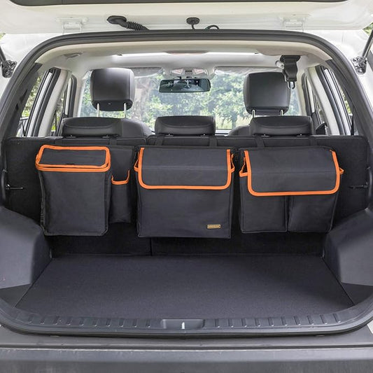 Deluxe Trunk and Backseat Organizer for Medium or Large Size SUVs & RVs, Detachable Storage Modules with Built-in Cooler, Patent Pending