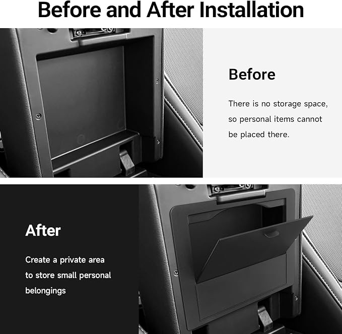 Center Console Hidden Box Organizer Compatible with Toyota Tacoma 2024 2025 2026 Accessories Black ABS Plastic Material Secret Compartment