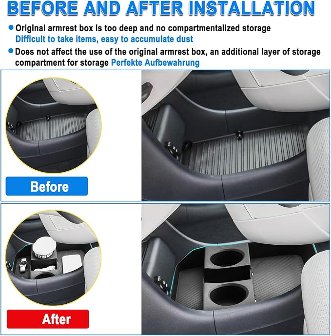 SHAOHAO 2 Pcs for 2026 Hyundai Palisade Lower Organizer for 2026 Hyundai Palisade Accessories Under Console Organizer & Cup Holder 2026 Palisade LX3 Buttom Insert Storage Box Tray (Only for 7-Seat)