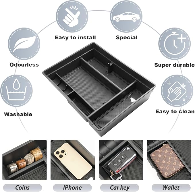 SKTU for 2021-2024 Nissan Armada/ 2022 2023 2024 Infiniti QX80 Center Console Organizer 2024 QX80/ 2024 Armada Console Tray 2023 2024 Armada Accessories (Front Driver's Row)