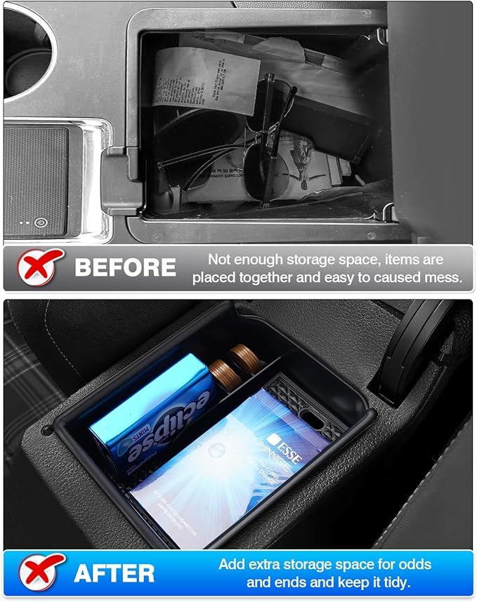 Karltys 2PCS Center Console Organizer Tray for 2022-2026 VW Volkswagen Golf GTI R MK8 Accessories Middle Console Tray Armrest Storage Box with Non-Slip Silicone Mat