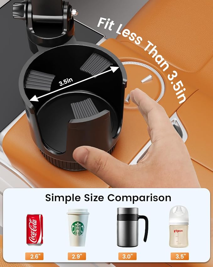 OHLPRO Cup Holder Tablet Mount for Car, Anti-Shake iPad Stand with Drink Holder Fits 5-17" iPad, Tab S10, iPhone, Heavy Duty Truck Vehicle Auto Accessories, Dual Handle Slots Large Mugs