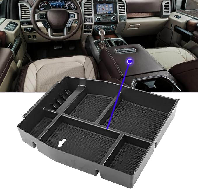 2018 F150 Console Tray Center Console Organizer Tray for 2015-2020 Ford F-150 Raptor Mid Armrest Glove Storage Box for Ford F150 2020 Accessories NOT for 2021 2022 F150