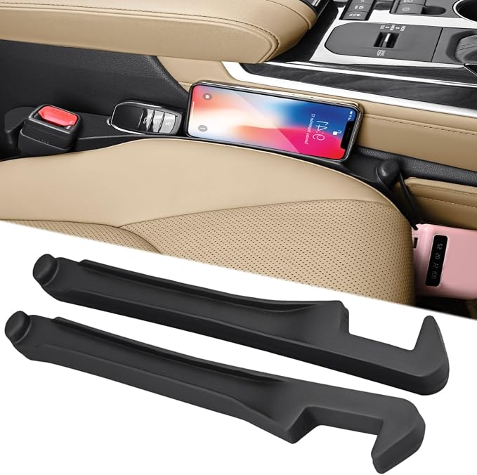 Car Seat Gap Filler Set of 2, Soft Multifunctional Seat Side Gap Filler Plug Strip with Organizer & Hook Function, 3in1 Gap Stopper Universal Fit Car SUV Truck Fill The Gap Between Seat & Console