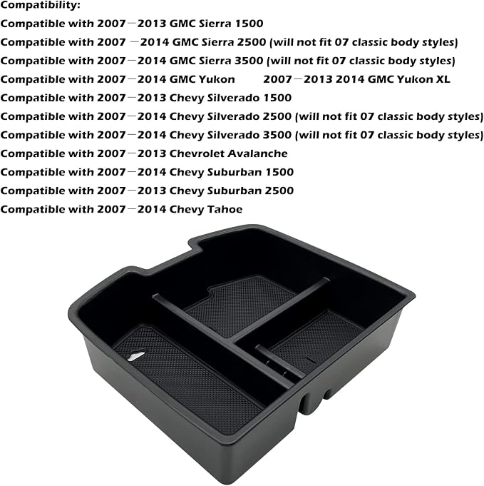 Center Console Organizer Tray Compatible with 2007-2014 GMC Sierra Chevy Silverado Tahoe Yukon Suburban - Accessories Replaces 19166288