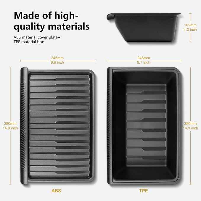 2PCS Under Seat Storage Box for Tesla Model Y 2024, TPE Storage Tray Box with Lid for Model Y 2020-2025 (2025-2026 New Model Y Juniper Can only be installed on rear of front seats (under)