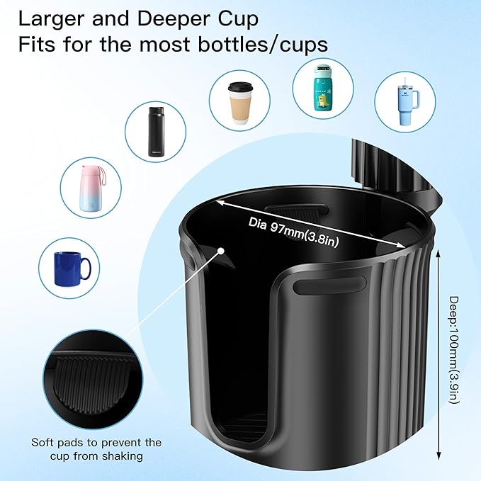 Cup Holder Phone Mount, Cup Phone Holder Expander [2026 Upgraded] 20.5" Height Adjustable Long Arm Phone Holder for Your Car Fit All 4.0-7.0in Smartphones iPhone Most Bottles